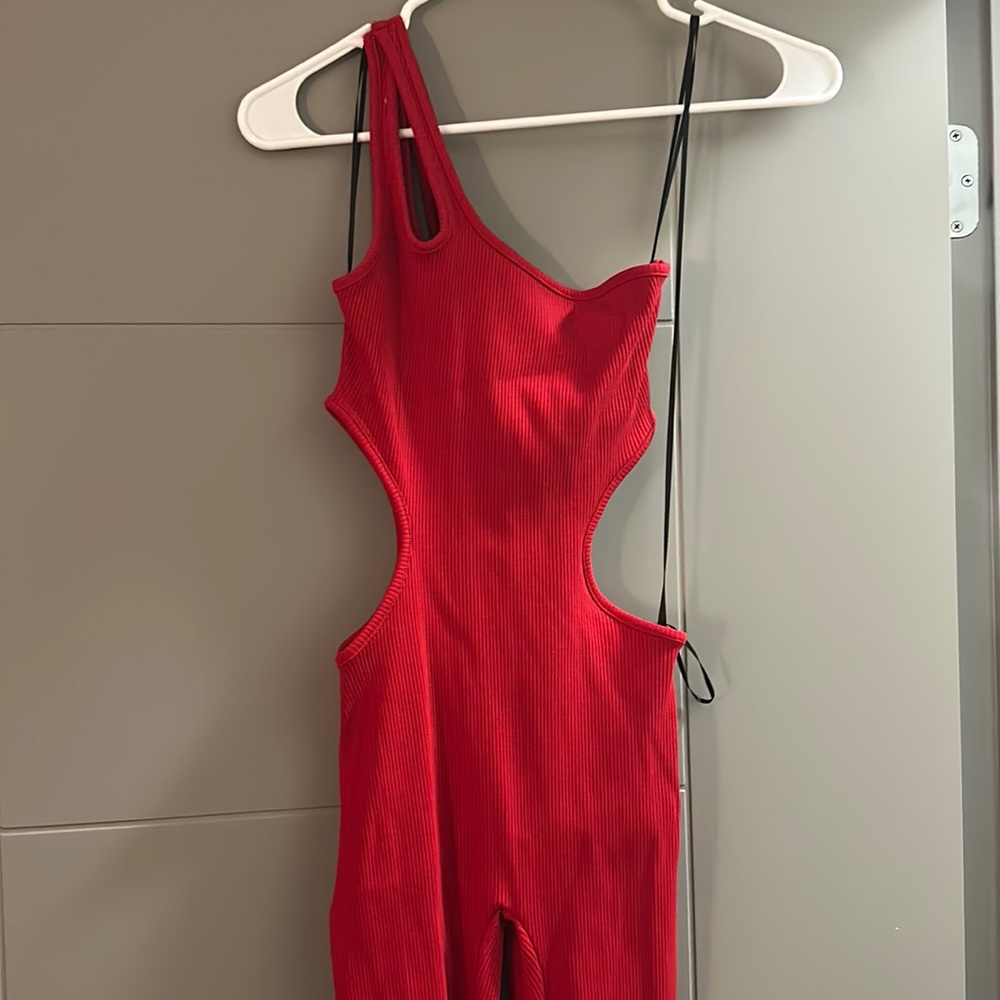 Red cut out jumpsuit